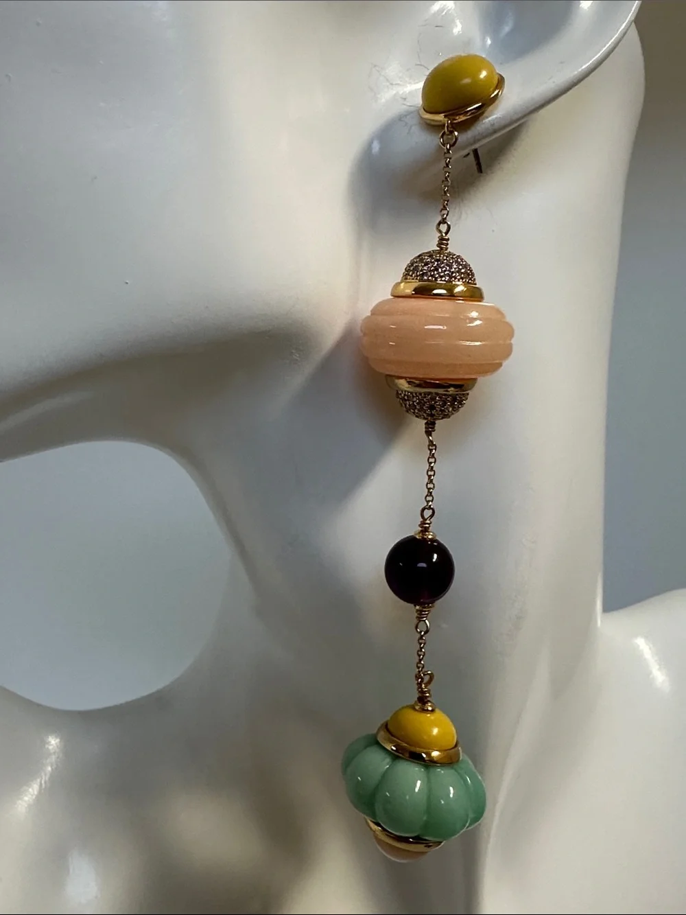 Tory Burch Multicolor Bead Drop Earrings - Peach, Mint, Mustard & Plum